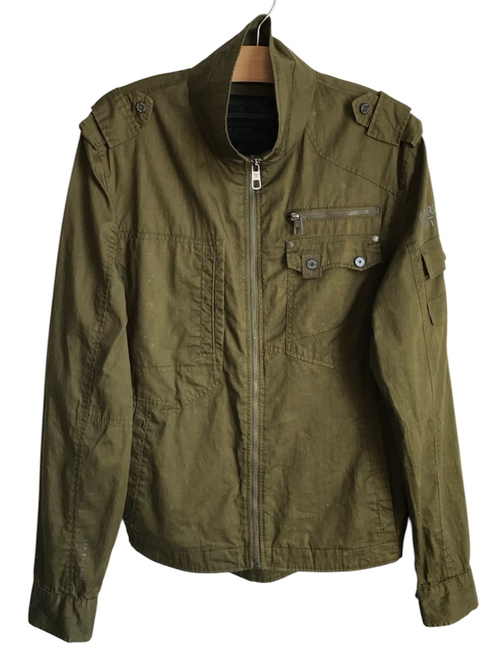 Vintage Mark Ecko 1972 Men's S Army Green Military Style Zip Front Jacket in EU